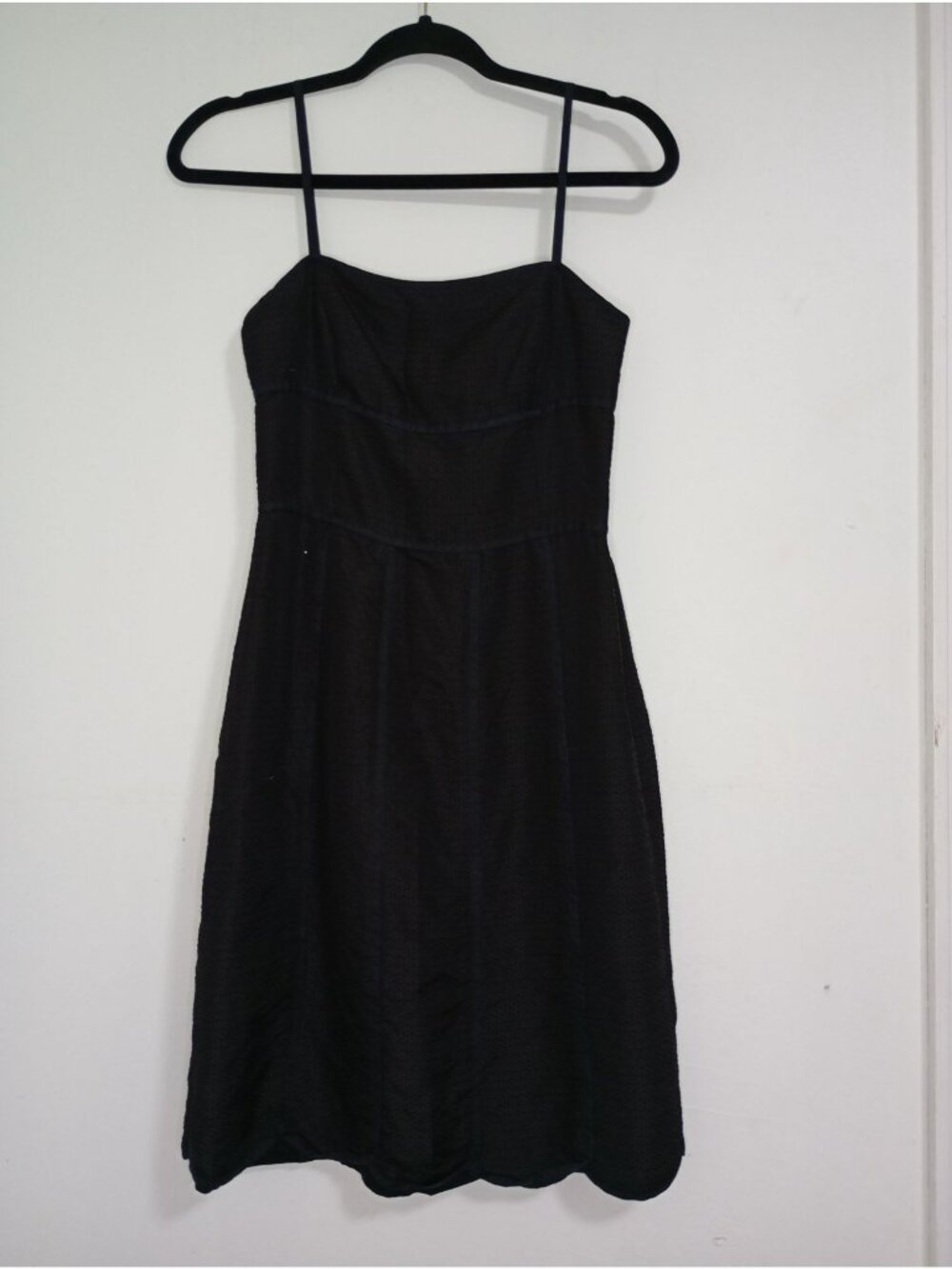 Ann Taylor Midi Dress Black Sleeveless Spaghetti Straps Silk Blend Size 2 Women